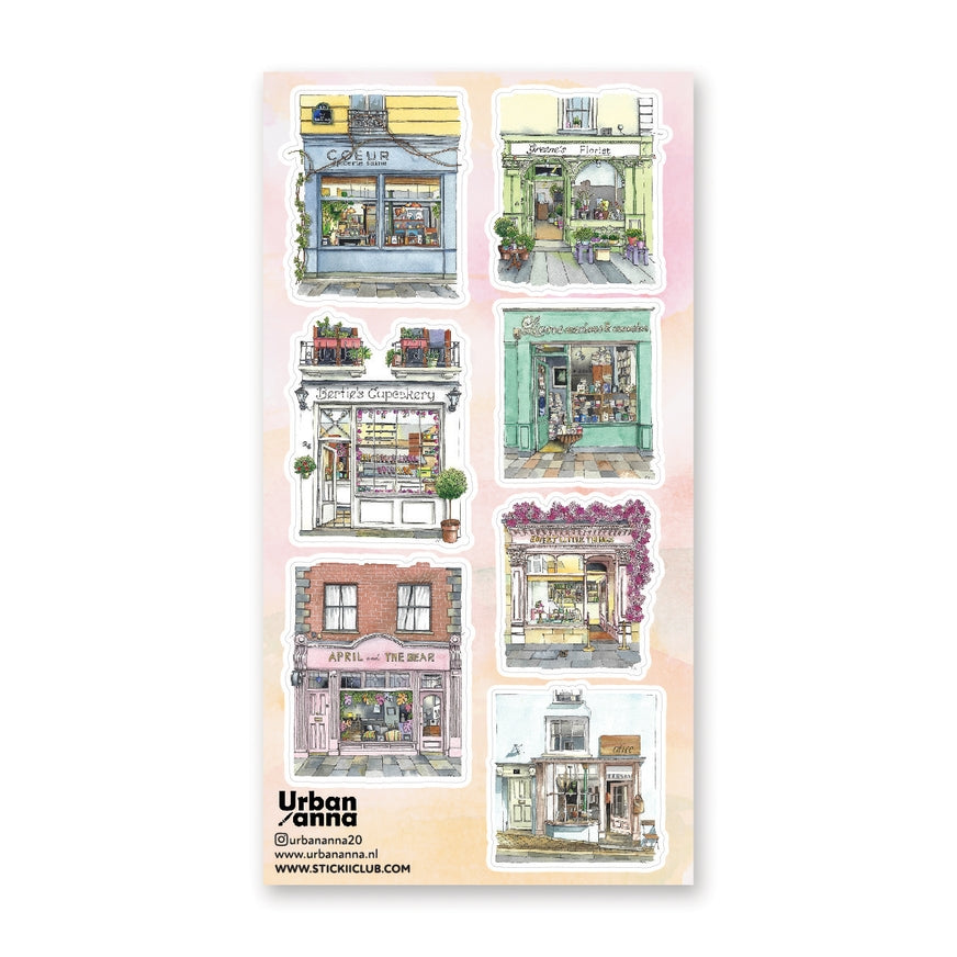 Watercolor Storefronts Sticker