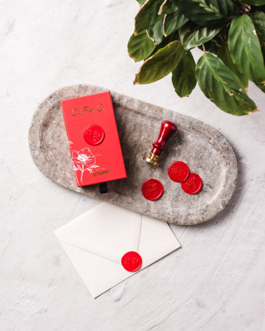 Wax Seal Stamp and Wax Stick Set - Poppy