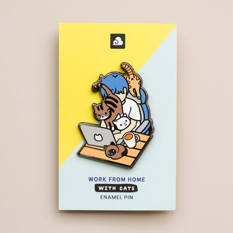 Work from Home with Cats Enamel Pin