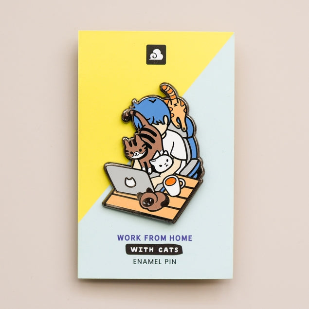 Work from Home with Cats Enamel Pin