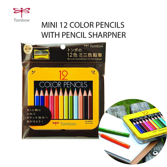 Tombow Mini 12 Color Pencils with Pencil Sharpner