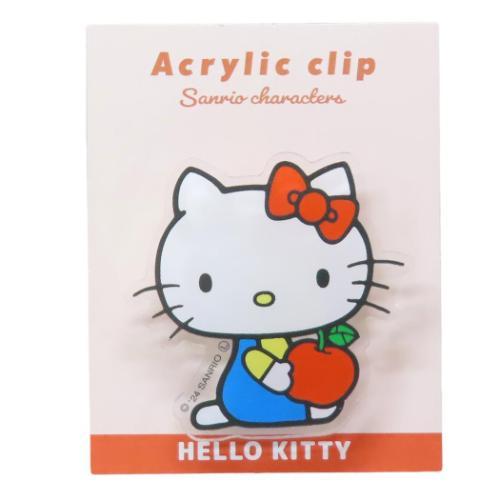 Pinza acrílica de Hello Kitty y manzana