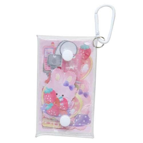 Pink Bunny Flake Sticker Gyutsume Keychain