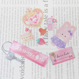 Pink Bunny Flake Sticker Gyutsume Keychain