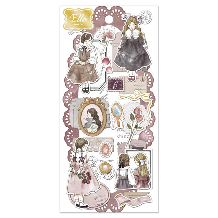 Q-Lia Ella Noire Pink Sticker Sheet