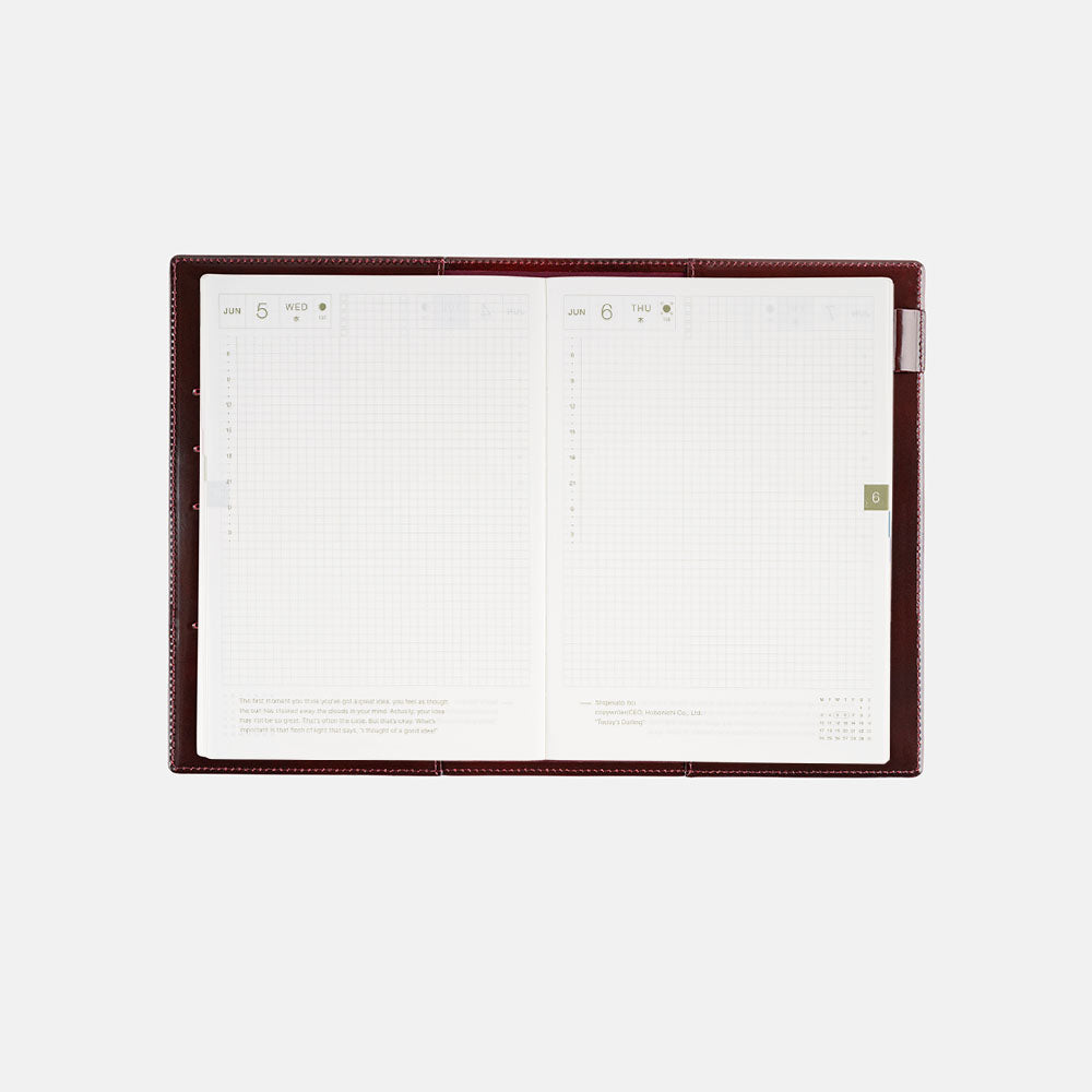 Hobonichi 2024 A5 Funda de piel: tensa (Burdeos)