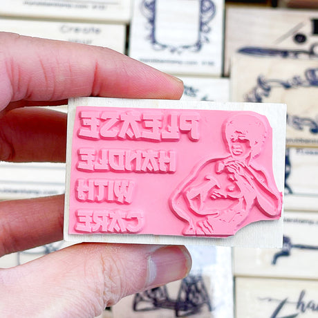 Bruce Lee Please Handle With Care Rubber Stamp