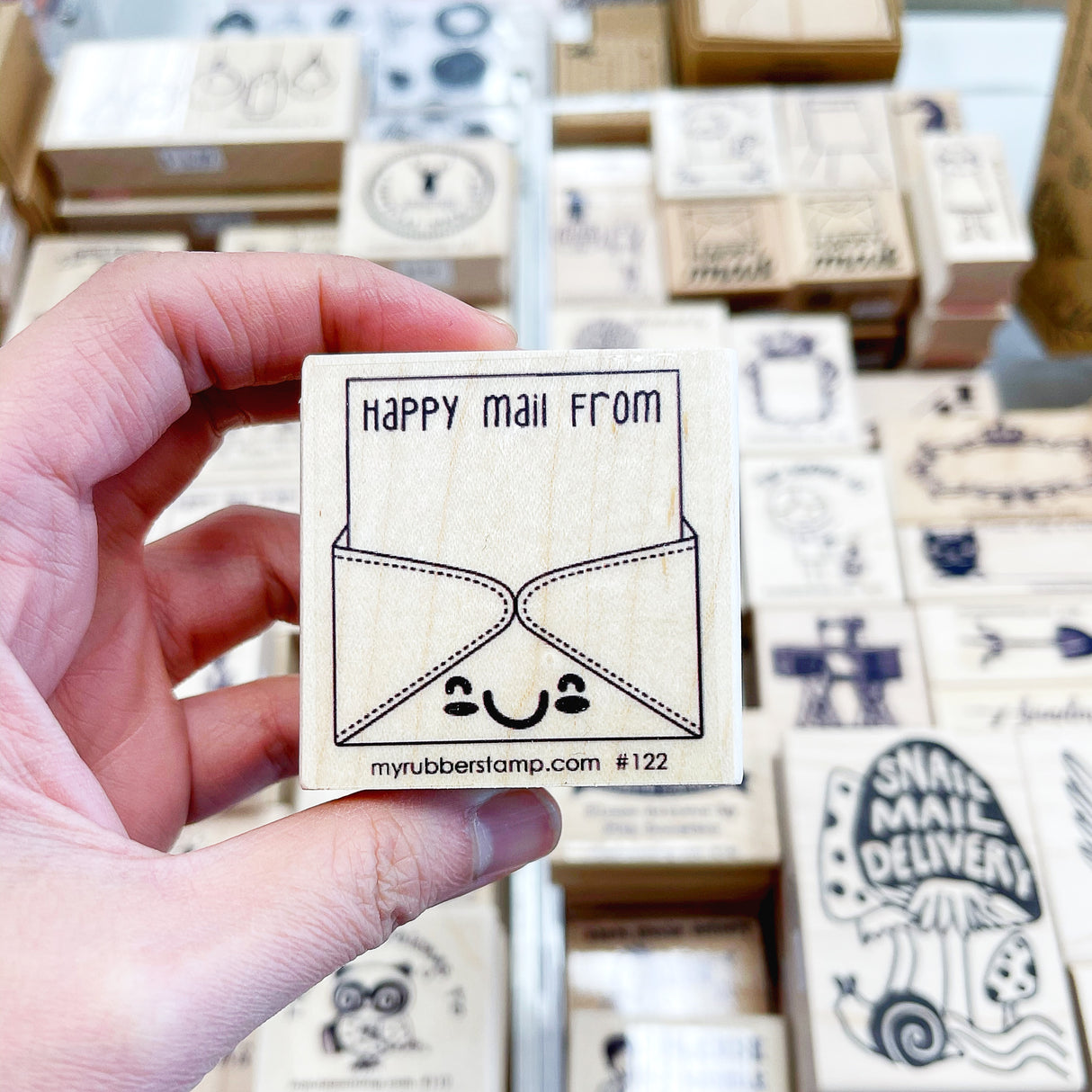 Happy Mail Smiling Envelope Rubber Stamp