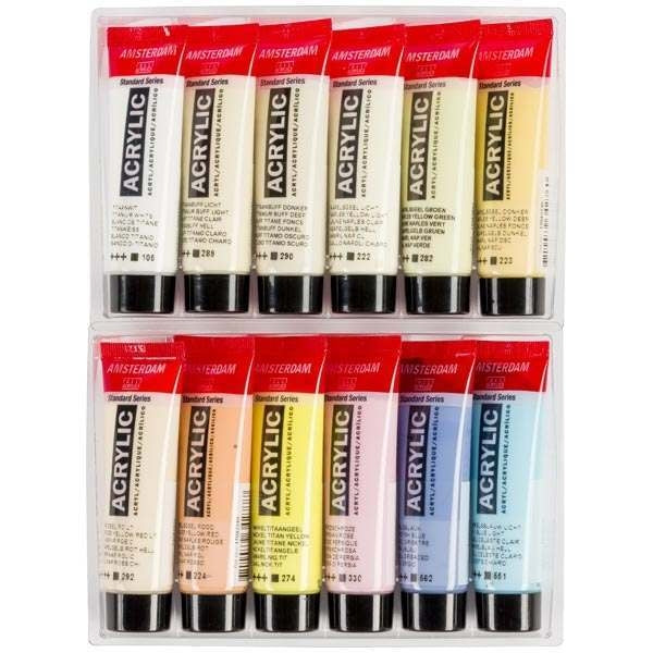 Amsterdam Standard Series Acrylic Paint Sets, 12-Color Pastel Set