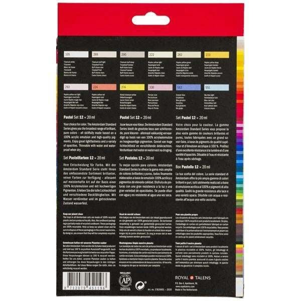 Amsterdam Standard Series Acrylic Paint Sets, 12-Color Pastel Set