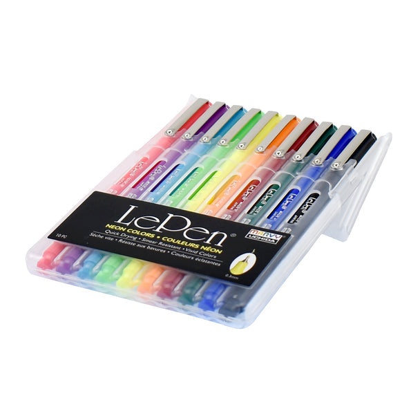 Le Pen Fine Point Neon Set 10/Pkg Uchida