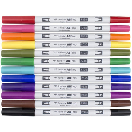 Tombow Basic Palette ABT PRO Brush Marker 12-Marker Sets Alcohol-Based