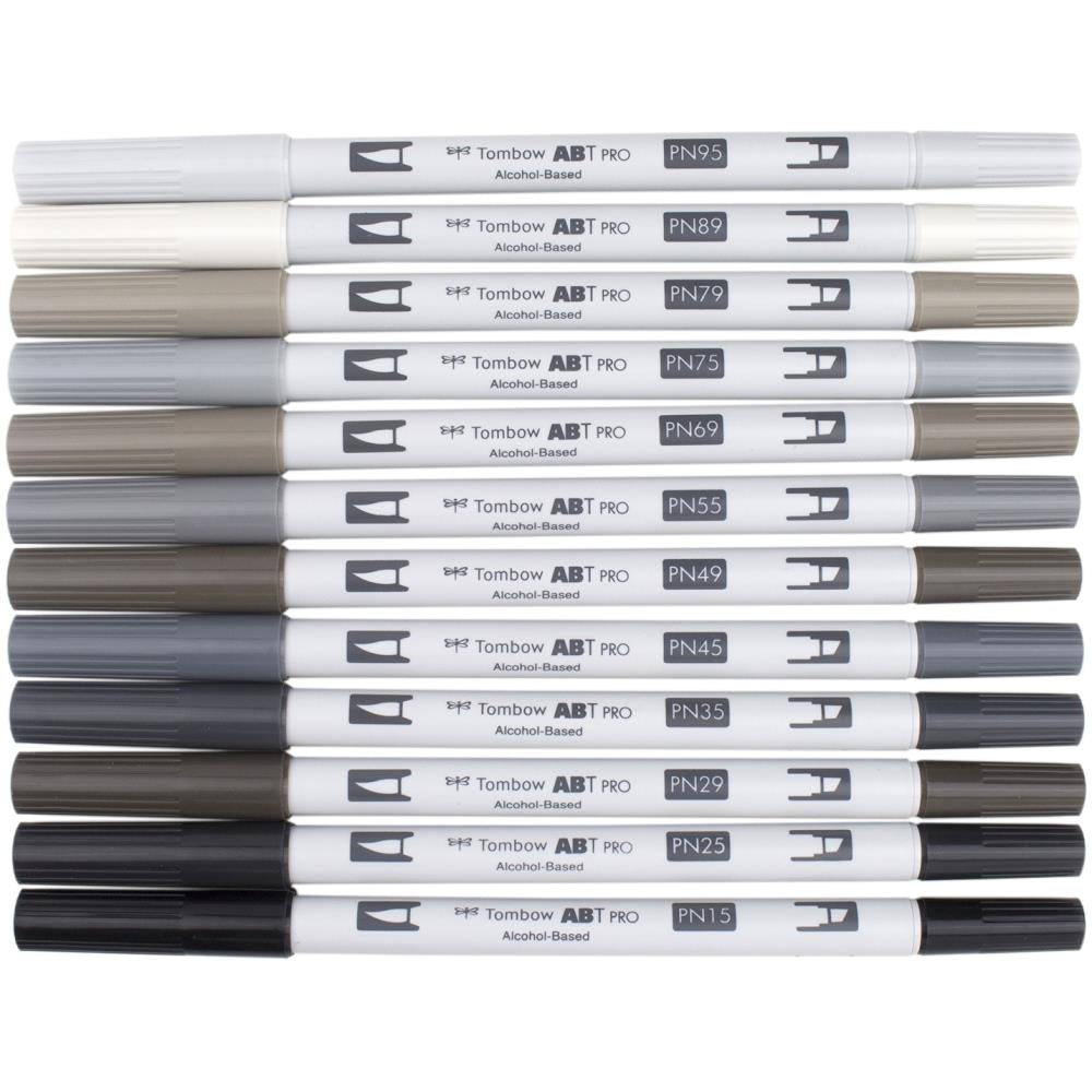 Tombow Gray Palette ABT PRO Brush Marker 12-Marker Sets Alcohol-Based