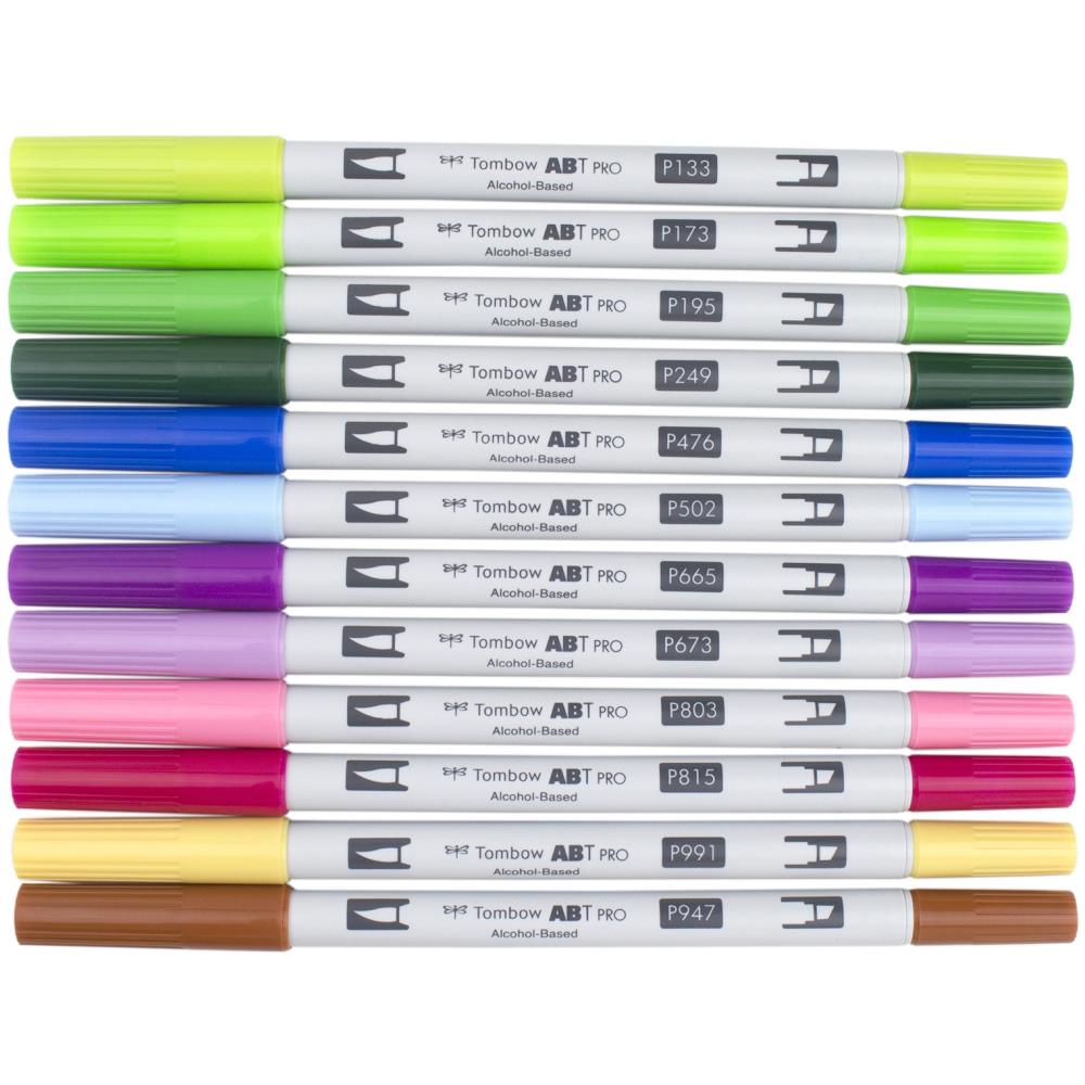 Tombow Nature Palette ABT PRO Brush Marker 12-Marker Sets Alcohol-Based