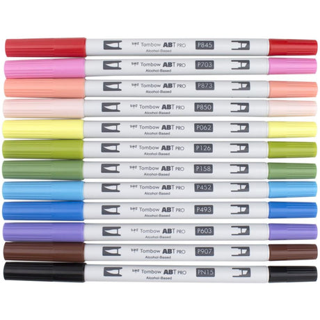 Tombow Manga Palette ABT PRO Brush Marker 12-Marker Sets Alcohol-Based