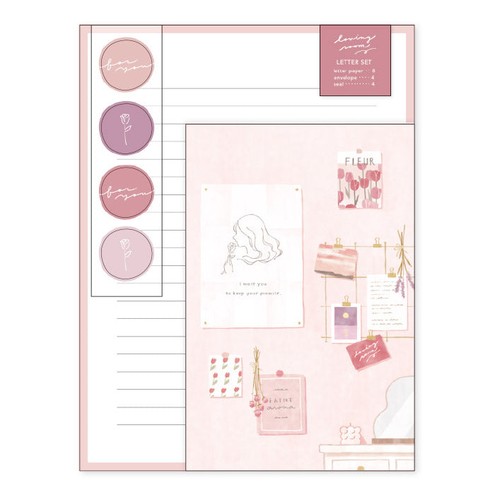 Room Pink Letter Set Writing Papers & Envelopes