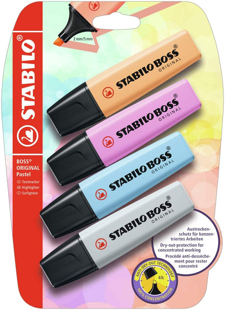 BOSS Original Highlighters 4-Color Set Pastels Stabilo