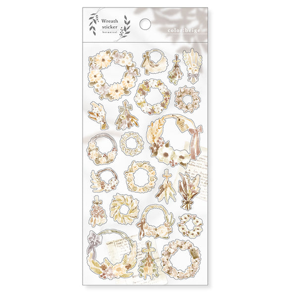 Beige Flower Wreath Sticker Mind Wave