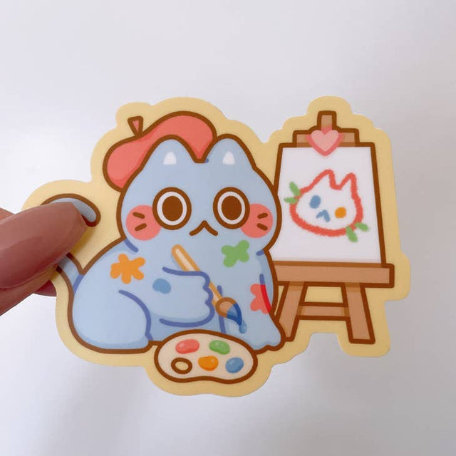 Artist Cat Vinyl Sticker StickyRiceCo