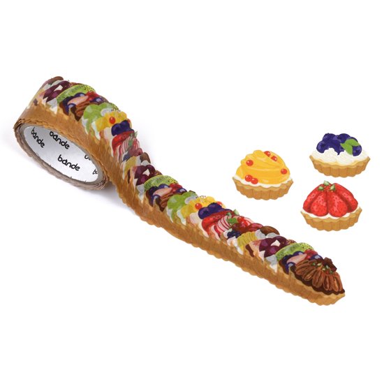 Rollo de cinta adhesiva washi con diseño de tarta de frutas