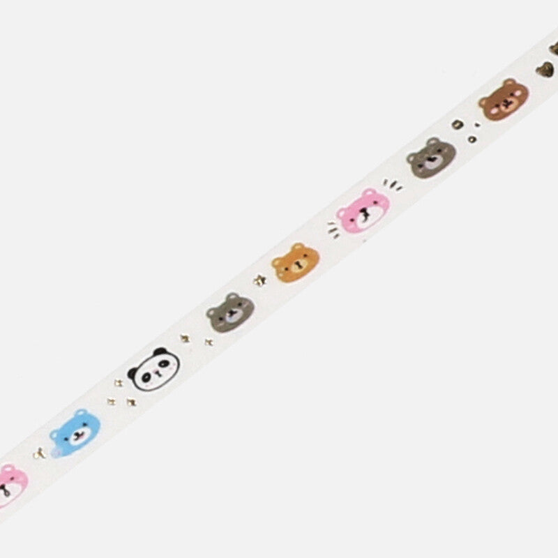 Bear & Panda Bear Slim Washi Tape BGM