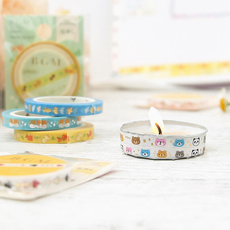 Bear & Panda Bear Slim Washi Tape BGM