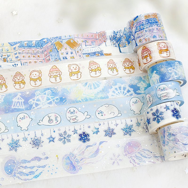 Winter Snow Jellyfish Washi Tape Foil BGM