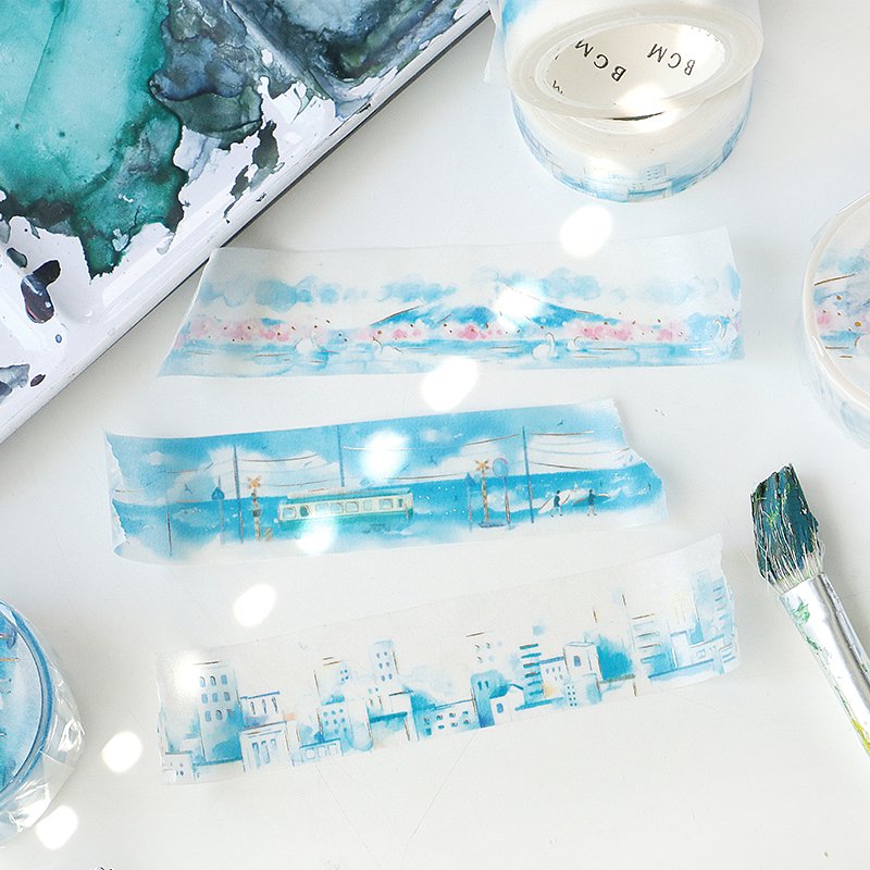 Mount Fuji Watercolor Washi Tape Foil BGM