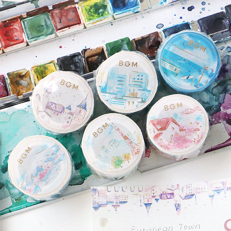 Mount Fuji Watercolor Washi Tape Foil BGM