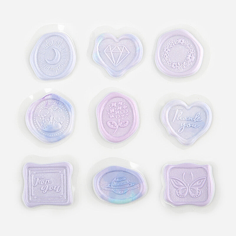 Irodori Purple Sealing Wax Seal Sticker - Thank You, For You, Diamond, Planet, Moon, Butterfly and more!