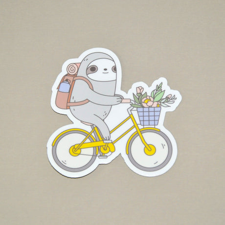 Biking Sloth Vinyl Sticker