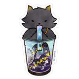 Boba Cat Twilight Blueberry Vinyl Sticker