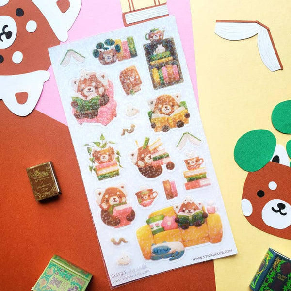 Bookish Red Panda Sticker Sheet