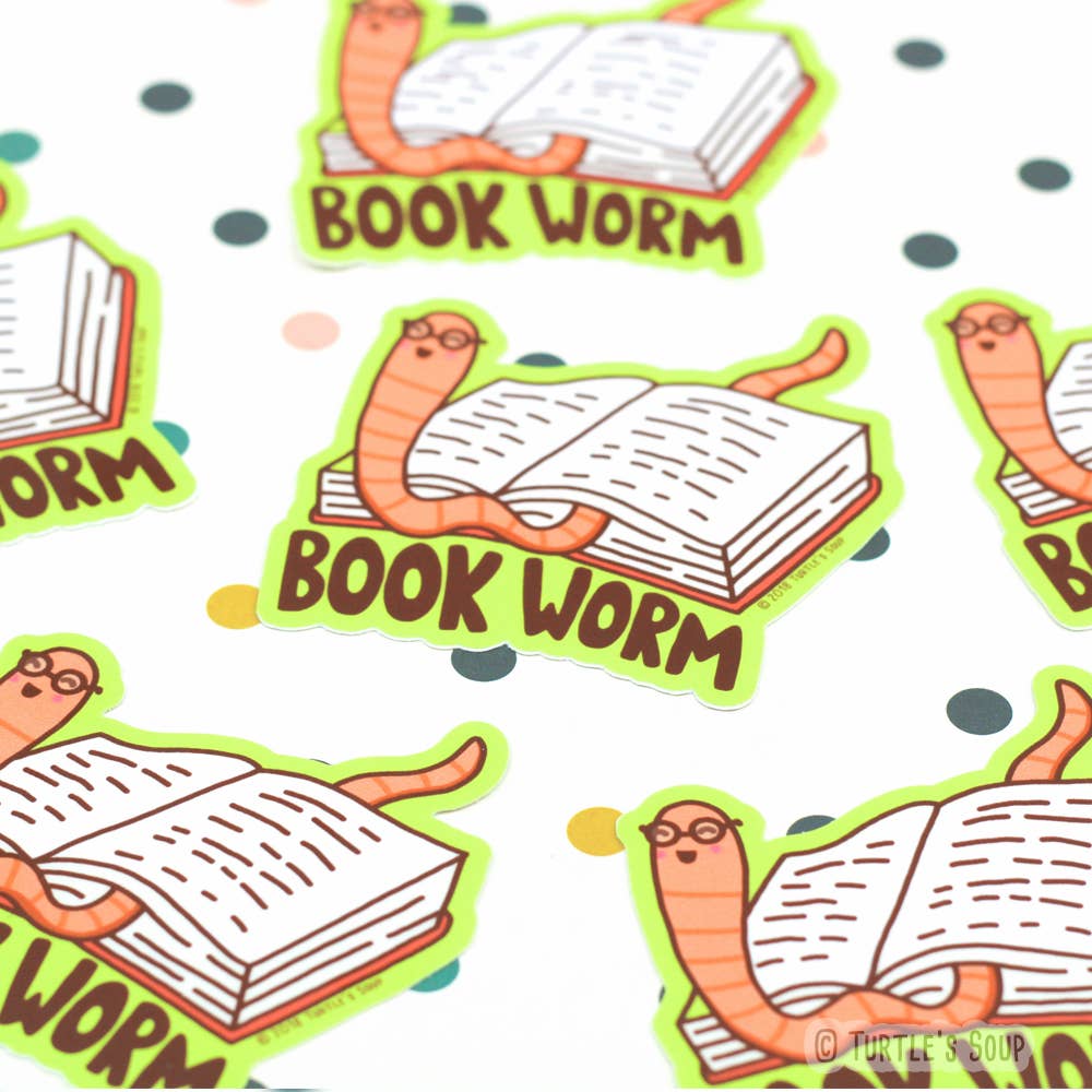 Bookworm Nerdy Vinyl Sticker