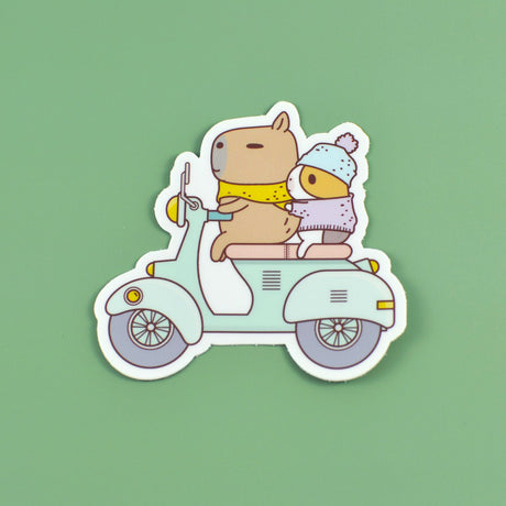 Bubu and Moonch Riding Scooter Vinyl Sticker