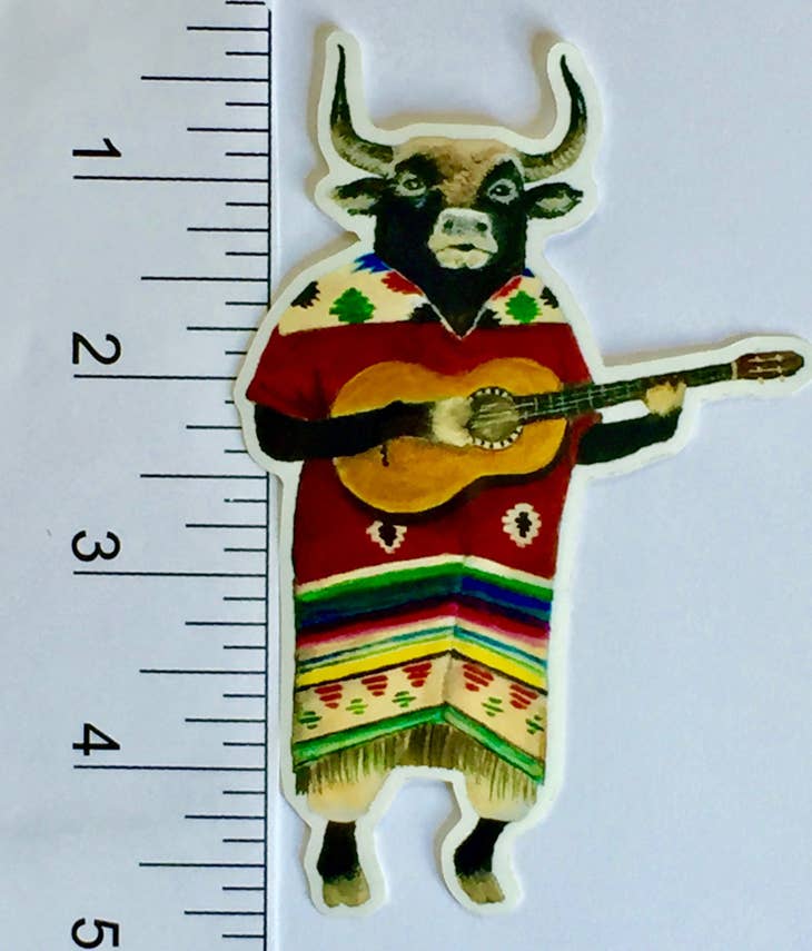 Bull Guitarist Vinyl Sticker