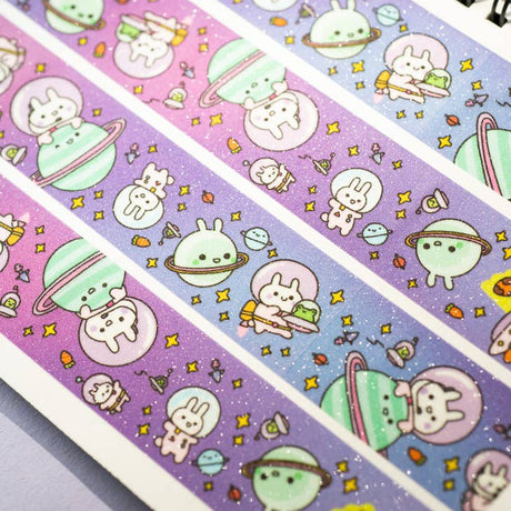 Bunnies In Space Glitter Washi Tape