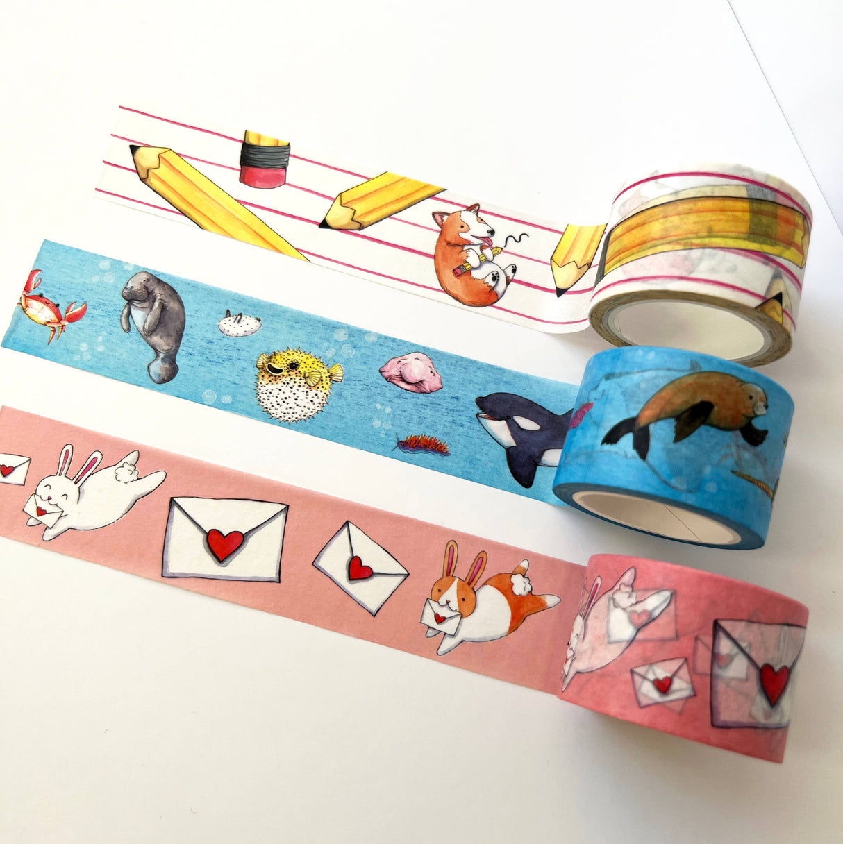 Corgis and Pencils Washi Tape