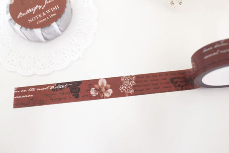 Butterfly Journal Washi Tape Dark Red Brown