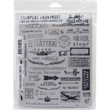 Correspondence Tim Holtz Cling Stamps including Air Mail, Special Delivery, Stamp, US Airmail Service, Handle with care, Air Letter, Letter, Post office and etc. These red rubber stamps come mounted on cling foam so you can use them with any acrylic block