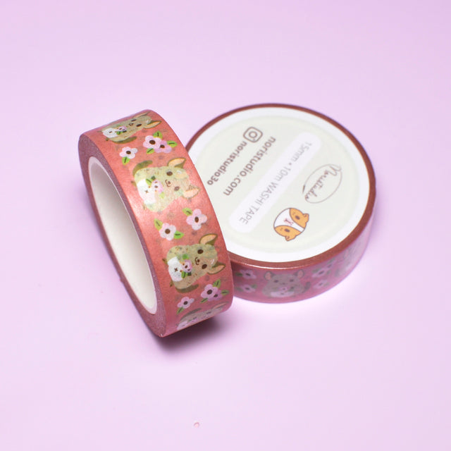 Chinchilla and Flowers Washi Tape