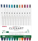 Zebra Clickart Knock Sign Pen 0.6 mm - 12 Color Set Dark DK