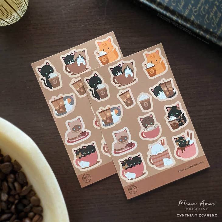 Coffee Cats Sticker Sheet