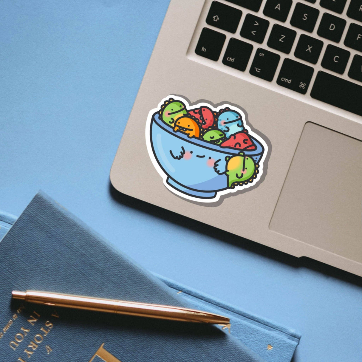 Cute Bowl of Dinosaurs Vinyl Sticker