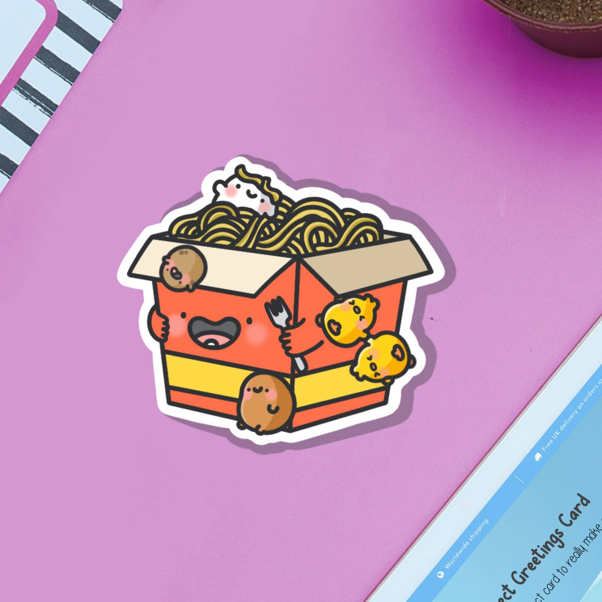 Cute Box of Noodles Vinyl Sticker