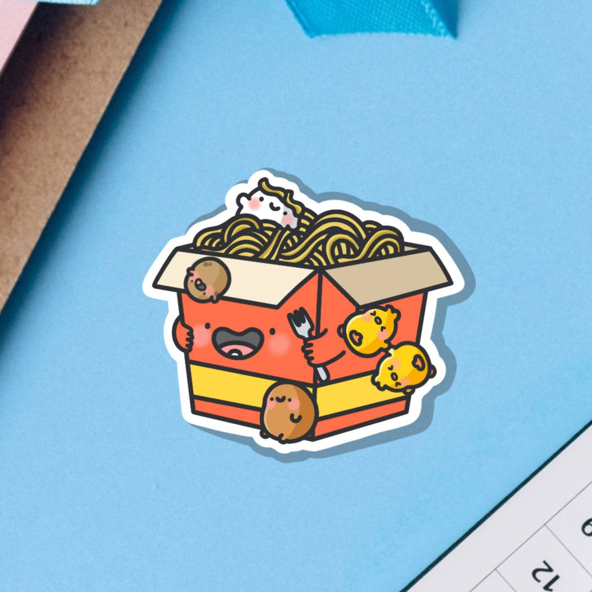 Cute Box of Noodles Vinyl Sticker