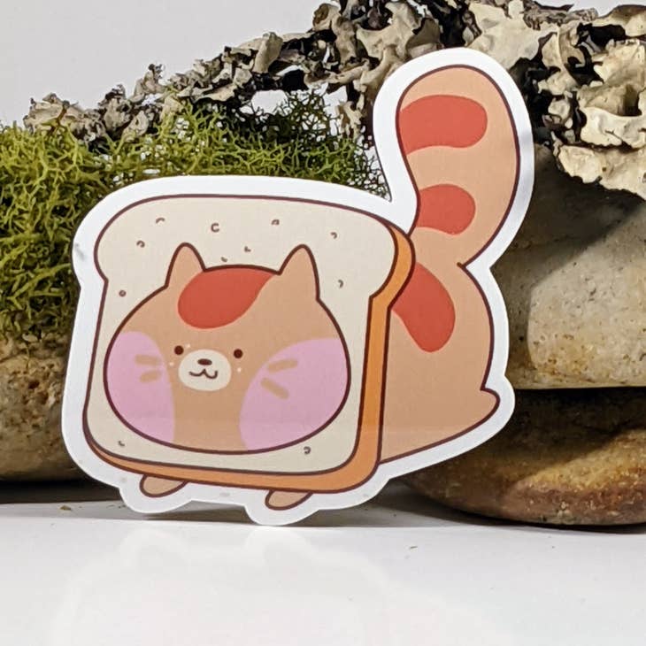 Cute Cat Toast Food Inspired Sticker