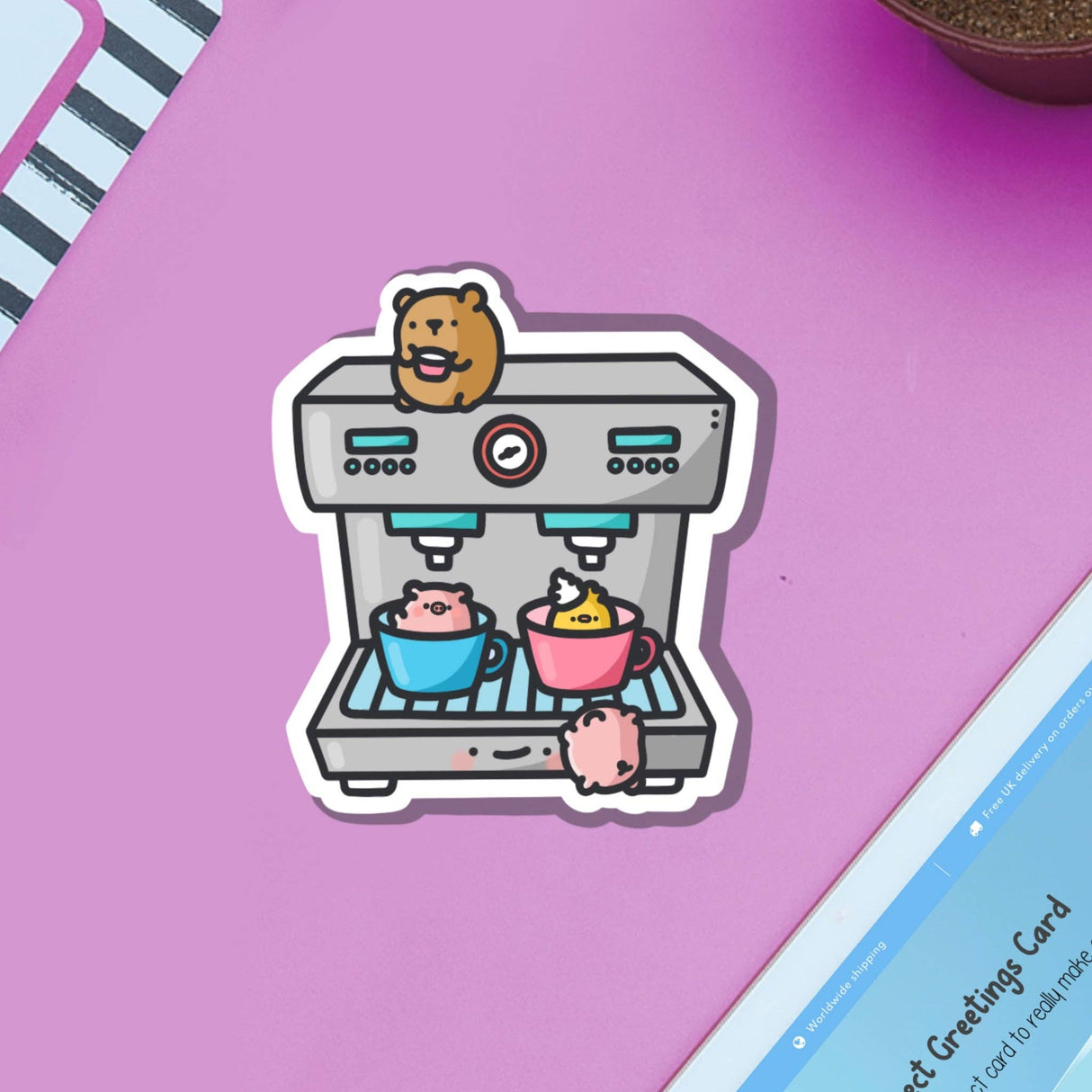 Cute Coffee Machine Vinyl Sticker