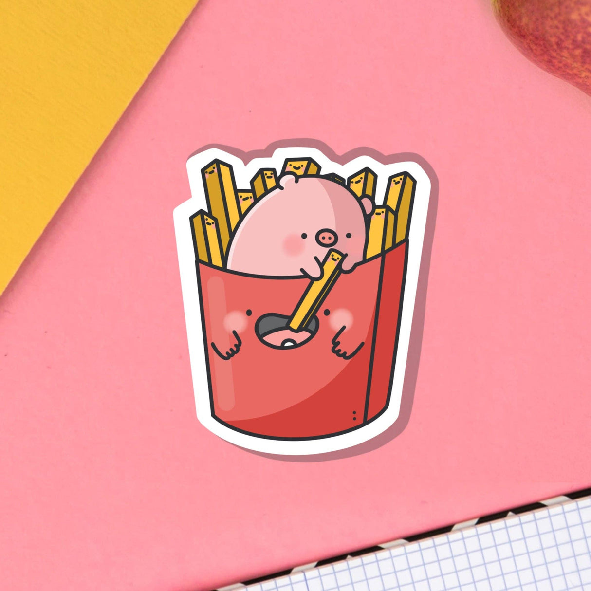 Cute Fries Pig Vinyl Sticker