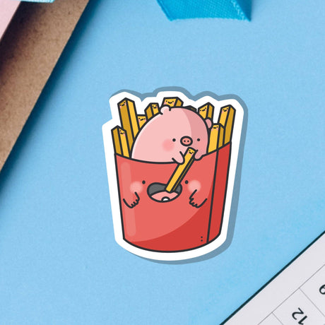 Cute Fries Pig Vinyl Sticker